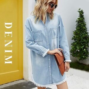 Light Blue Denim Shirt Dress